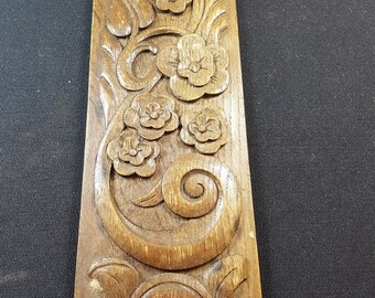 Antique Hand Carved Wood Wall Art Panel Wooden 1800's