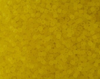 Seed Beads 11/0 Transparent Frosted Lemon - Glass Beads for Jewelry Making - TOHO Seed Beads - 11/0 Round Beads - TOHO Glass Beads 11/0 10g