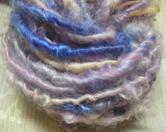 Handspun Hand Dyed Curly Textured Leicester Longwool Bulky Art Yarn in Pastels and Bright Blue for Knitting Crochet Weaving by KnoxFarmFiber