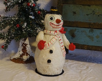 Snowman - Paper Mache Candy Container