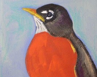 Spring Robin blank greeting card