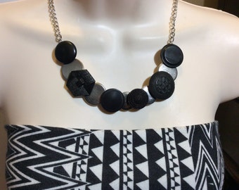 Industrial Textured button necklace
