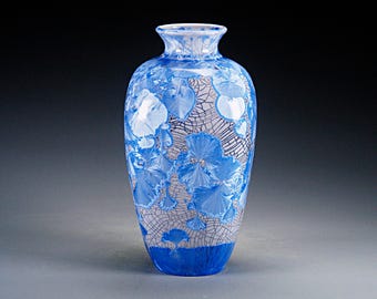 Porcelain Vase - Crystalline Glaze - Blue, Grey - Hand Made Ceramics - FREE SHIPPING - #A-5146