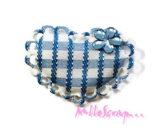 Set of 5 hearts blue rhinestone scrapbooking card making, sewing fabric *.