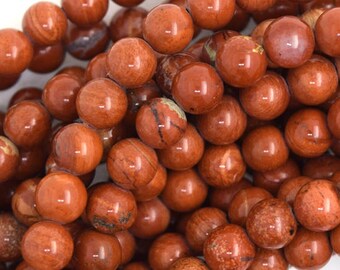 6mm - 7mm red jasper round beads 15.5" strand 35795