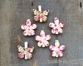 White and Pink Flower Butterfly clip 6