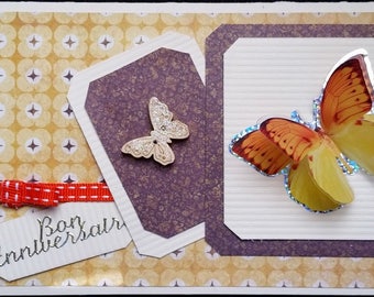 card scrap, happy birthday, orange Butterfly