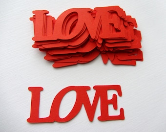 Love Die Cuts Valentines Day Red Valentine die cut out word love Confetti