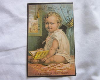 C 1885 Victorian Trade Card Prof Horsford's Baking Powder Super Cute