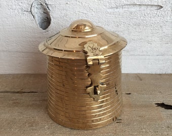 Brass jar. Brass ginger jar. Brass container with lid.