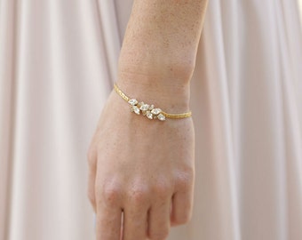 Gold Bridal Bracelet, Swarovski Crystal Bracelet, Bridal Wedding Bracelet, Bridesmaids Bracelet, Rhinestones Bracelet, Bridal Jewelry,