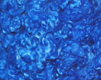 Cotswold Sheep Curls, Locks for Spinning, Felting, Wool Doll Hair, Hand Dyed Shades of Alpine Blue 1 oz.