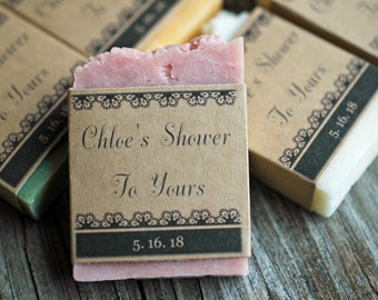 Rustic soap favors with lace for Country Wedding Bridal shower Baby shower customized personalized favors guest soaps mini soaps
