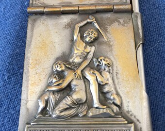 Silverplated Dance Card / Aide Memoire Art Nouveau c1900