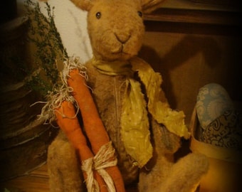 Primitive Bunny with Bundle of Carrots