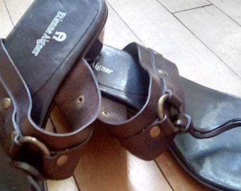 Etienne Aigner Designer Brown Leather Sandals Shoes Seaworthy 8 1/2 M Brazil Mint