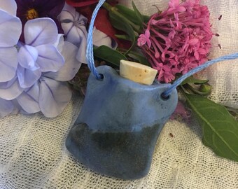 Misty blue bottle/amphora necklace