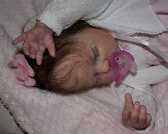 Ready to be ADOPTED. Ready to Ship. Custom Reborn Baby Girl Gemma by Donna Rubert. Open Mouth. Takes Preemie Pacifier.