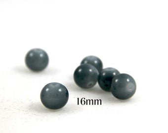 2 glass 16mm round Pearl gray color