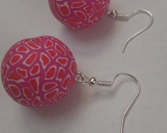 Handmade lightweight fimo drop earrings pink