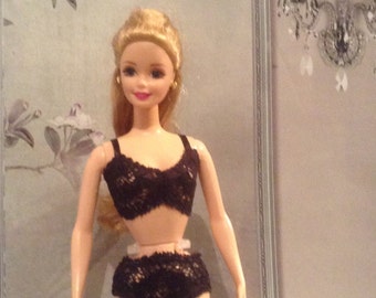 Barbie Sindy handmade black lace underwear set