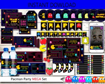 Pac-man,pacman,pacman invitation,Pac-Man party,pac-man invitation,arcade game party,game birthday,printable invitation,pacman arcade party
