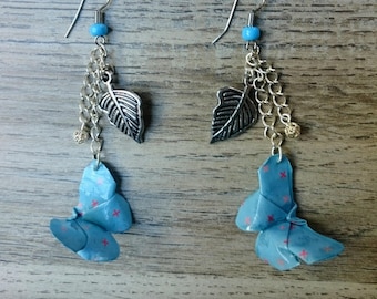 Blue origami butterfly earrings