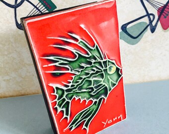 1960s - 1970s - Fish - Ceramic & Metal - Match Box Holder