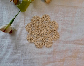 Ecru Hand Crocheted Mini Doily
