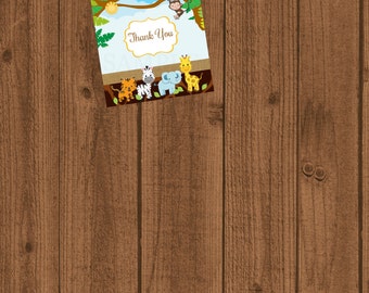 Jungle Baby Shower, Safari Baby Shower, Thank You Card, Jungle Safari Birthday Instant Download, Jungle Safari Gift Tag
