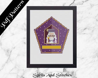 Harry Potter Professor Dumbledore Chocolate Frog cross stitch pattern!
