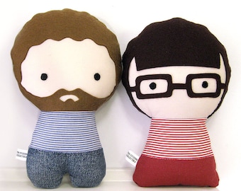 Two Handmade Personalized Plush Dolls. Custom your own family.