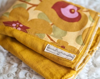 Baby burp cloth - Morning glory mustard yellow hand dyed burp cloth