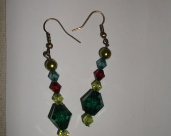 Green cascade earring