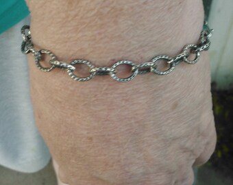 Sterling Silver Textured Link Bracelet/Chain