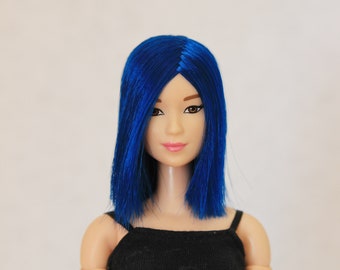 Blue wig for Barbie doll 4 inch
