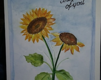 Sun Flower watercolor note card