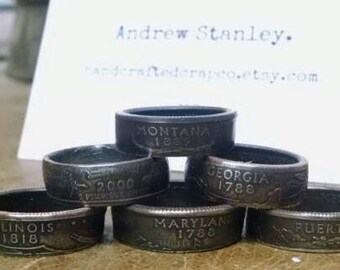 US State Quarter coin ring