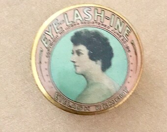 Vintage 1922 Eye-Lash-Ine eyelash remedy makeup cosmetic round tin container