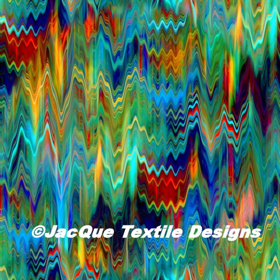 Fashion Textile Artist Streaks of Color in Sky Hand Created Jersey Lycra Spandex Knit Fabric