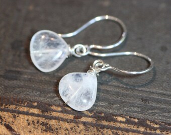 Moonstone Earrings Sterling Silver Rustic Jewelry White Moonstone Earrings