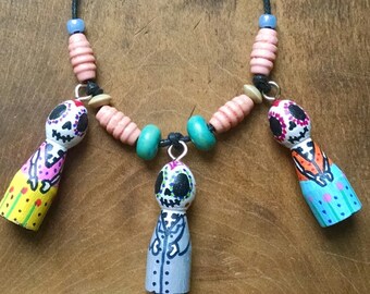 Day of the dead necklace * dia de los muertos * zombie * pendant * OOAK * Handmade jewellery