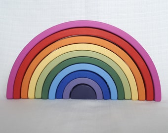 Wooden Toy Rainbow. Stacking toy, Waldorf Toddler Toy, Rainbow