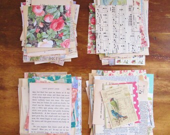 SALE 50 Piece Mixed Lot of 50 Paper Pieces Vintage Paper Scrapbook Paper Vintage Paper Scraps Scrapbook Paper Scraps Paper Pack