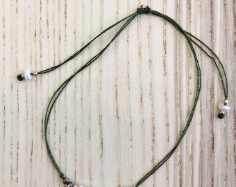 Khaki Pearl and pyrite bracelet