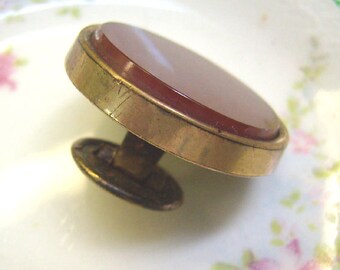Antique Vintage CARNELIAN Shirt Button Stud...Single (1) Carnelian Cuff Button..Pat.D... NVC...Re-Vintage...Art Work