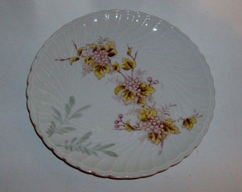 Lavender, Olive and Gray Floral Plate