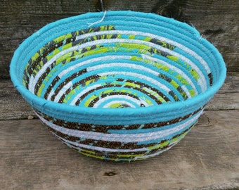 Spring Teal Fabric Coiled Basket