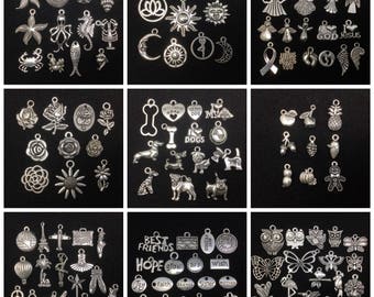 BARGAIN 100pcs Bulk Mix Lot Tibetan Silver Charms / Pendants - Group A
