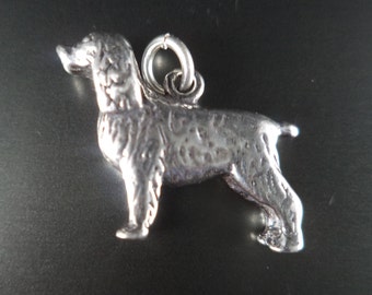STERLING SILVER 3D Spaniel Dog Charm for Charm Bracelet